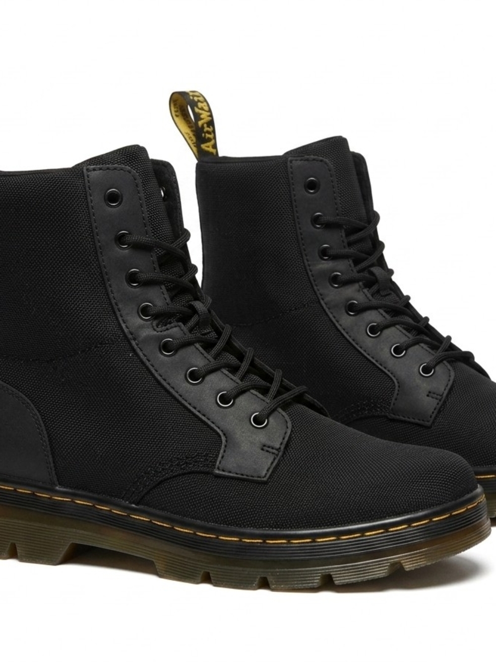 Dr. Martens Black Canvas Lace-Up Combat Boots - Men's